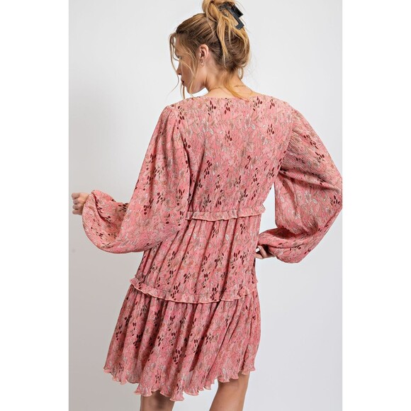 EASEL FLORAL CRINKLE CHIFFON DRESS - Picture 6 of 6